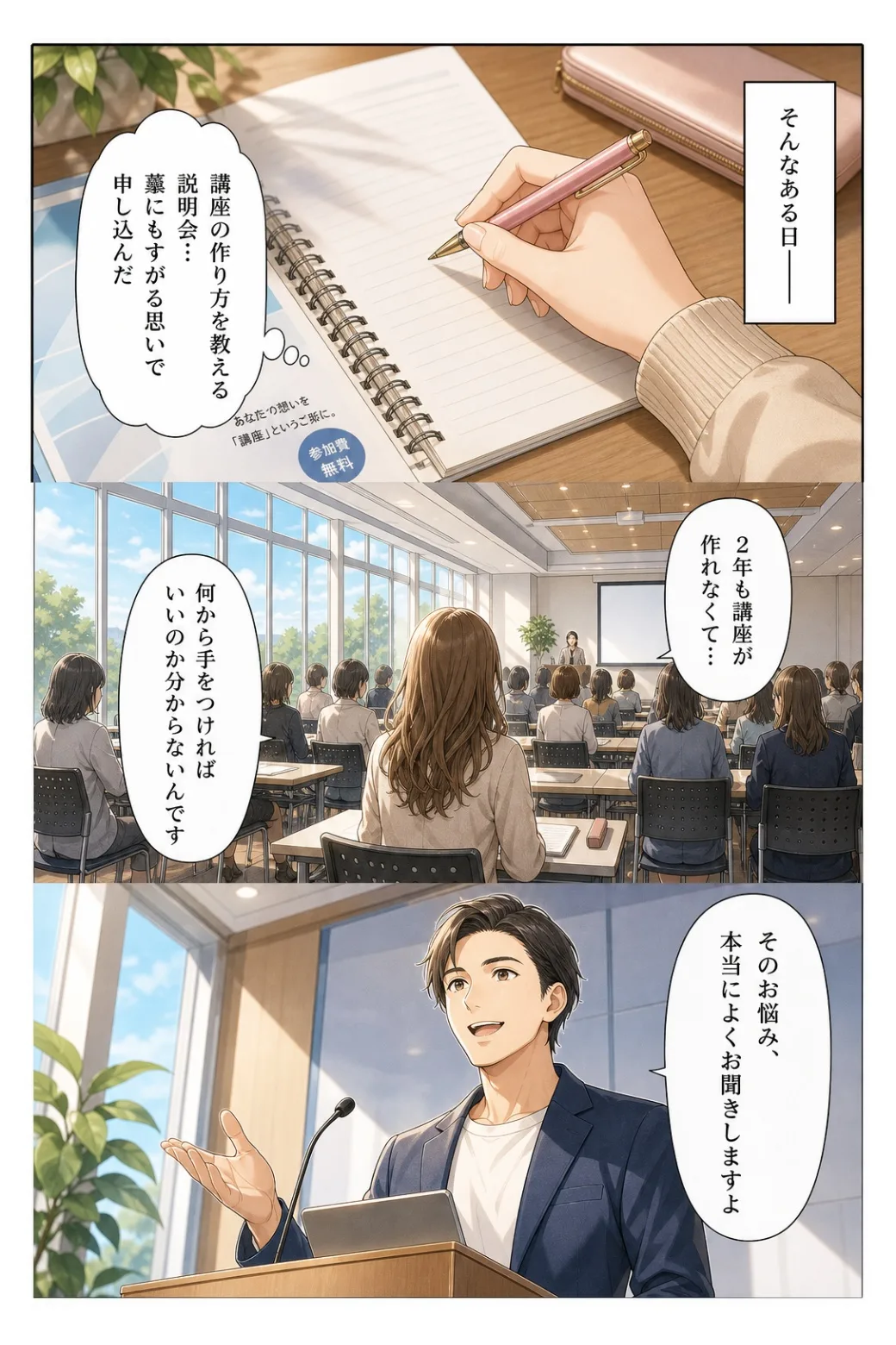 藁にもすがる思いで無料説明会に申し込んだ