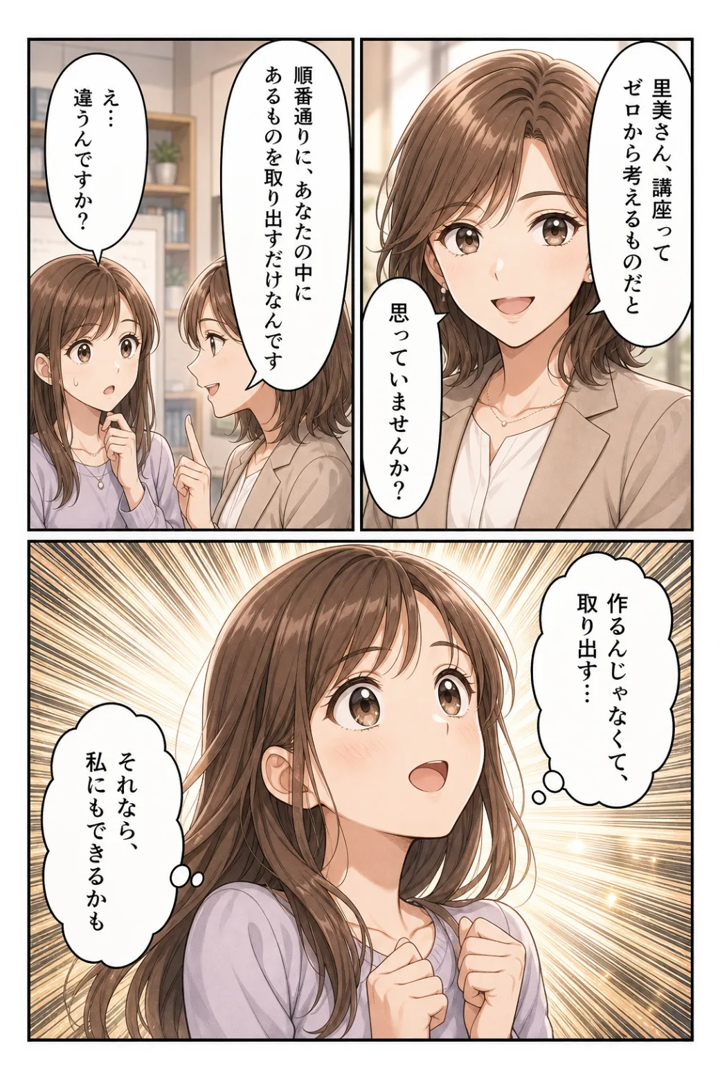 講座はゼロから考えるものではなく、順番通りに取り出すだけ